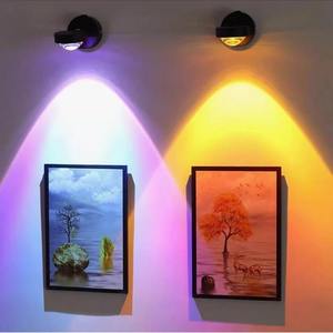 Veilleuse à projection de coucher de soleil,rechargeable par magnétisme – Lampe murale d’ambianceLED arc-en-ciel,rotative à 360° - Product Image 3