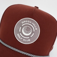 Potongan harga topi bisbol pria topi bisbol merah bata 5 panel tambalan karet grosir MOQ rendah produsen pabrik kualitas tinggi