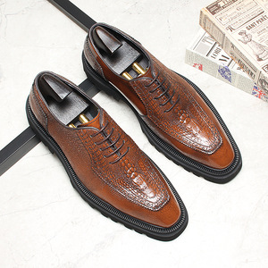 Chaussures de mariage tendance à motif crocodile, de style anglais, en cuir véritable et cuir verni, idéales pour les occasions formelles - Product Image 3