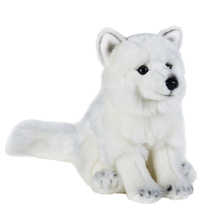 Peluche de lobo de poliéster suave, simulación blanca, decoración de escritorio, logotipo bordado personalizado, algodón PP, gran peluche de regalo, juguete de peluche suave - Product Image 1