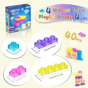 40PCS Soft Jelly Building Blocks - TPR Sensory Construction Toy for Kids Educational Play, Squishy <b>Fidget</b> & STEM Gift - Product Image 4
