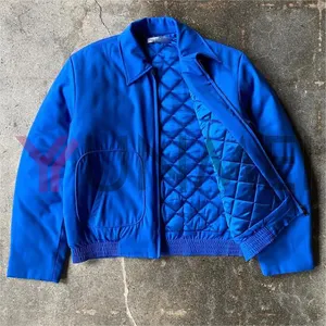 Yunmei cut and sew manufacturer padded quilt lined jackets custom Cropped boxed fit twill blends cotton bomber work jackets men