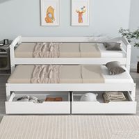 Lit d'appoint extensible en bois massif blanc avec tiroir de rangement, lit pour enfant en bois blanc avec rangement, canapé-lit mural avec tiroir