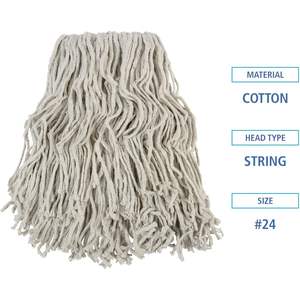 Boardwalk BWKCM02024S #24 Banded Cotton <b>Mop</b> <b>Heads</b> Adjustable Rectangle Handle White Triangle Pattern for Floor Usage 12/Carton - Product Image 4