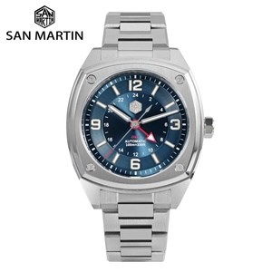 นาฬิกาข้อมือผู้ชาย San Martin รุ่น SN0026-G-C ดีไซน์ดั้งเดิม หน้าปัดสี่เหลี่ยม GMT หรูหรา ระบบอัตโนมัติ กลไกจักรกล กระจกแซฟไฟร์ กันน้ำ - Product Image 1
