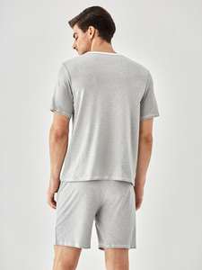 <span class=keywords><strong>Pigiama</strong></span> <span class=keywords><strong>estivo</strong></span> corto da 2 pezzi da <span class=keywords><strong>uomo</strong></span> con scollo a V e scollo a V <span class=keywords><strong>pigiama</strong></span> da <span class=keywords><strong>uomo</strong></span> personalizzato - Product Image 4