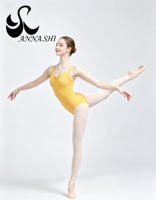 Maillot de Ballet para Mujer con Doble Tirante, Fruncido Frontal y Espalda Cruzada, Ideal para Gimnasia y Danza