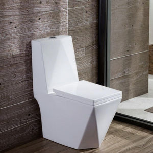 WC monobloc en porcelaine sans bride à chasse d'<span class=keywords><strong>eau</strong></span> Tornado avec siphon en S pour salle de bain, économique - Product Image 1