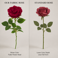 Rose rouge en velours de soie en gros, tige unique, 50 cm, tête de 8 cm, rouge classique, faite à la main, pour la Saint-Valentin, mariage, décoration intérieure