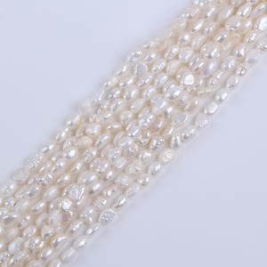 Perles d'eau douce naturelles de Zhuji, 5-6 mm, à deux faces, légères, à trou droit, faites à la main, semi-finies, perles en vrac pour la création - Product Image 3