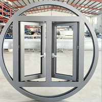 Fenêtres en aluminium sur mesure, modernes, pour entrée extérieure, de forme ronde irrégulière, fixes, avec options d'ouverture partielle ou complète, pivotantes centrales, insonorisées