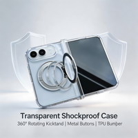 Casing Handphone Anti-Shock dengan Ring Magnet Tombol Logam, Stand Putar 360°, Bumper TPU+PC untuk Duo