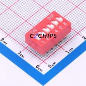 BX-DS2.54-6PZC DIP Switch Through hole Component THT,P=2.54mm Switch Flat Toggle, Raised Type Single Pole Single Throw 6 PC Pin - Product Image 1