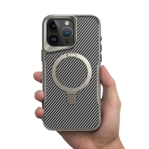 Nueva funda de teléfono magnética con textura de fibra de carbono para iPhone 16 15 14 13 12 Pro Max con soporte <span class=keywords><strong>Invisible</strong></span> a prueba de golpes - Product Image 1