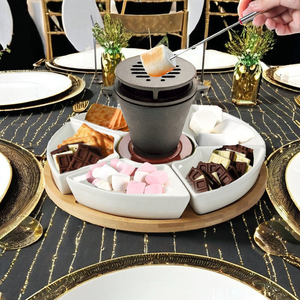 Plateau tournant Pu Pu à 5 compartiments, plats en céramique, dessert, chocolat, amuse-gueules, guimauve, plateau tournant paresseux, plateau de service pour collations - Product Image 6