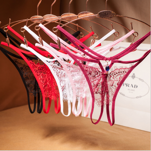 ZZYUP String Sexy Brodé Dentelle Transparente Entrejambe Ouvert Lingerie Tentation Bijoux Culotte - Product Image 1