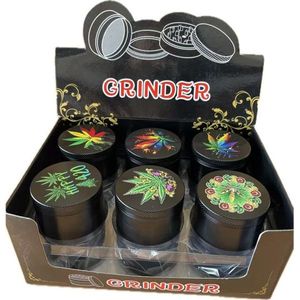 <b>Grinder</b> Metal 4 Piece Set With Colorful Leaf Design For <b>Herb</b> Grinding - Product Image 1