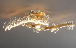 Plafonnier en cristal et cuivre de style postmoderne, style nordique de luxe léger pour salon, chambre, bureau, villa créative et tendance - Product Image 6