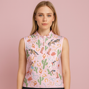 Fabricants de vêtements de golf anti-humidité Débardeurs de tennis légers pour femmes Chemises de golf polo sans manches de sport avec bouton - Product Image 1