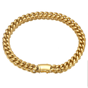 Europa e Stati Uniti nuovo hip hop in acciaio inox titanio acciaio acciaio cubano catena di crittografia collana piegata marchio fibbia - Product Image 5