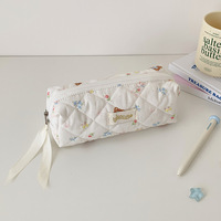 Trousse de maquillage portable grande capacité motif ours de dessin animé mignon, pochette de rangement pour étudiants, trousse de toilette de voyage, organiseur de crayons