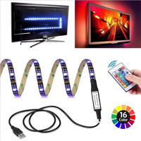 Bande de rétroéclairage TV flexible 5V SMD 5050 1M 2M 3M 4M 5M USB RVB LED bande lumineuse avec télécommande 24 touches