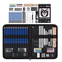 Bview Durable Art 48-PCS Dessin Ensemble Professionnel Dessin Crayons Kit Croquis Crayon Taille-Crayon Art Ensemble avec Sac De Charbon De Bois