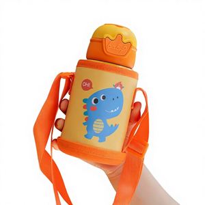 BPA FREE Double Wall Stainless Steel Thermos Cup Children Double <b>Drink</b> Kettle Custom Vacuum Water Bottle With <b>Straw</b> Rope Strap - Product Image 1