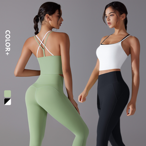 Ensemble de 5 pièces de vêtements de sport pour femmes, taille haute, effet push-up, en Spandex/Nylon, pour le yoga et l'entraînement, vente en gros - Product Image 1