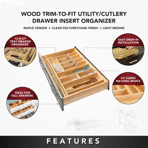 Drawer Organizer Wooden <b>Storage</b> <b>Box</b> Rectangular 18L Eco-Friendly <b>Kitchen</b> Drawer Divider Cabinet Insert - Product Image 4