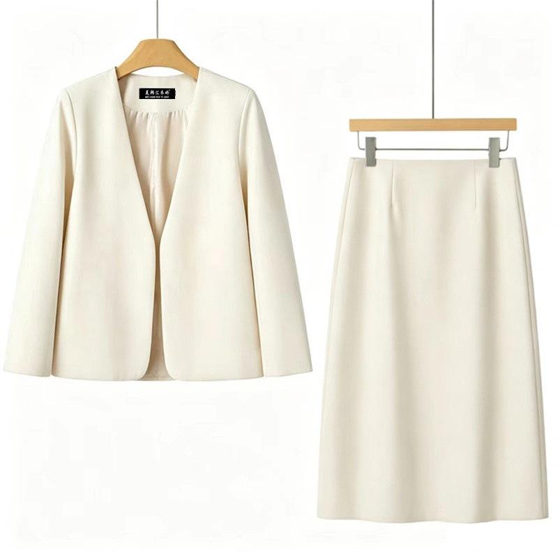 2026 New Women Off White Blazer Skirt Suit Korean Style Casual Fashion ...