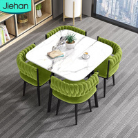 Ensemble de table à manger carrée de luxe léger très vendu avec chaises en métal pour salon, restaurant, bar, bureau - 1 table et 4 chaises