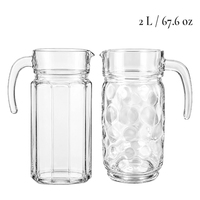Carafe en verre de 1100 ml avec poignée et couvercle, sans plomb, pour eau, jus, distributeur de boissons pour porte de réfrigérateur, pot à thé au lait