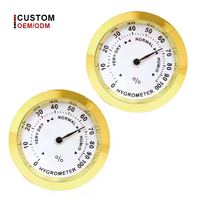 Hygromètre à cigares haute précision, mini hygromètre rond en métal avec thermomètre pour humidor à tabac, hygromètre pour cigares