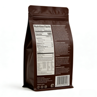 Sachet d'emballage pour café vide en papier compostable imprimé sur mesure, avec fermeture éclair, fond plat, debout, en kraft, avec valve et fermeture éclair