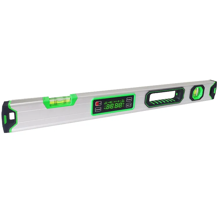 Layar LED 24 inci tampilan paling terang Digital Level magnetik aluminium Spirit Level dengan 2 botol kecil gelembung & 1 pegangan tangan portabel