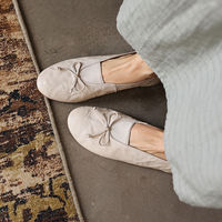 WETKISS Fabricant de chaussures plates en cuir souple pour femmes, chaussures plates à nœud élastique sur le devant, confortables, style loafers