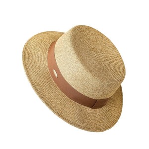 Retro French Straw Hat For Women Summer Flat Top Hat Black Coffee Color Toquilla Material Sun Protection Beach Outing Use - Product Image 5