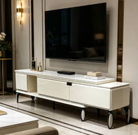 Ensemble meuble TV et table basse moderne et épuré pour petits appartements, design raffiné, meuble d'appoint sur pied