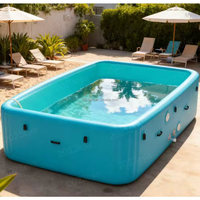 Piscine rectangulaire gonflable bleue de grande taille, résistante et robuste, en vente flash