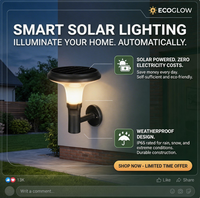 Applique Murale Solaire Monocristalline LiFePO4 8Ah IP65 Étanche avec Diffuseur Évasé Vers le Haut pour Maison Moderne, Coin, Pilier, Porche, Véranda