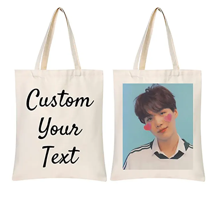 Wholesale Custom Made Design Full Color HD Print Canvas Tote Shopping Bag