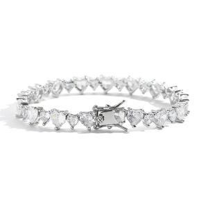 Big and Small <b>Love</b> Tennis <b>Bracelet</b>, Heart-shaped Three-claw Mixed and Matched Zircon Tennis <b>Bracelet</b>, Hip-hop Girl. Tanjing - Product Image 5