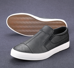 Fashion 2023 Men's Pu Leather <strong>Sneakers</strong> Slip on Loafers Shoes Man Flat Shoes <strong>Zip</strong> Casual Walking <strong>Sneaker</strong> Loafer - Product Image 4