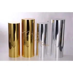 HY Espelho Ouro Prata Cilindro Bolo Sobremesa Suporte Redondo Pedestal Metal Display Set Casamento Plinto Stand