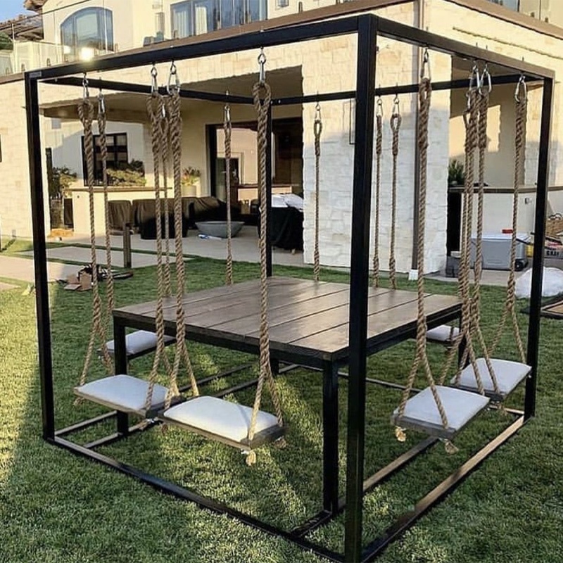 Utdoor-silla Columpio de jardín para interiores, juegos de muebles impermeables para comedor de patio, 8 P