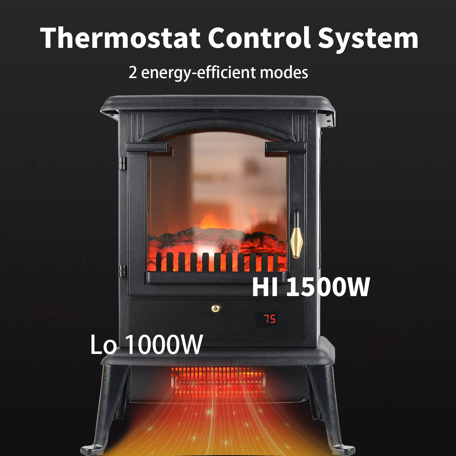 1000w 1500w 3D להבה אינפרא אדום קוורץ עצמאי נייד חימום בית חשמלי חלל תנור אח מחמם