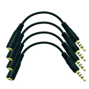 Venta al por mayor 3,5 de 2,5 de enchufe de audio-Cable auxiliar para auriculares, conector macho a hembra de 4 polos de 3,5mm y 2,5mm
