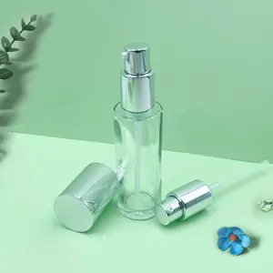 Hot Sale Custom 18/410 Cream Pump Bottle Silver Aluminum Plastic Lotion Pump Bottle For Skincare Cosmetic Packaging