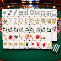 Jeu de Mahjong Américain Pliable de Luxe Personnalisé, 160 Tuiles en Acrylique, Motif Exquis de Qualité Supérieure pour le Divertissement des Adultes